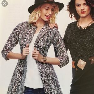 Cabi black and white zigzag jacket trench